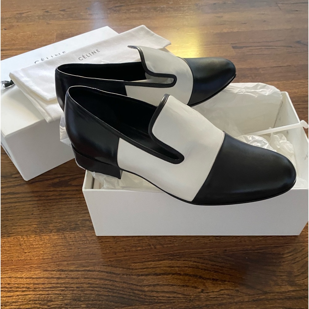 CELINE 'ARLES' Black & White Loafers NIB